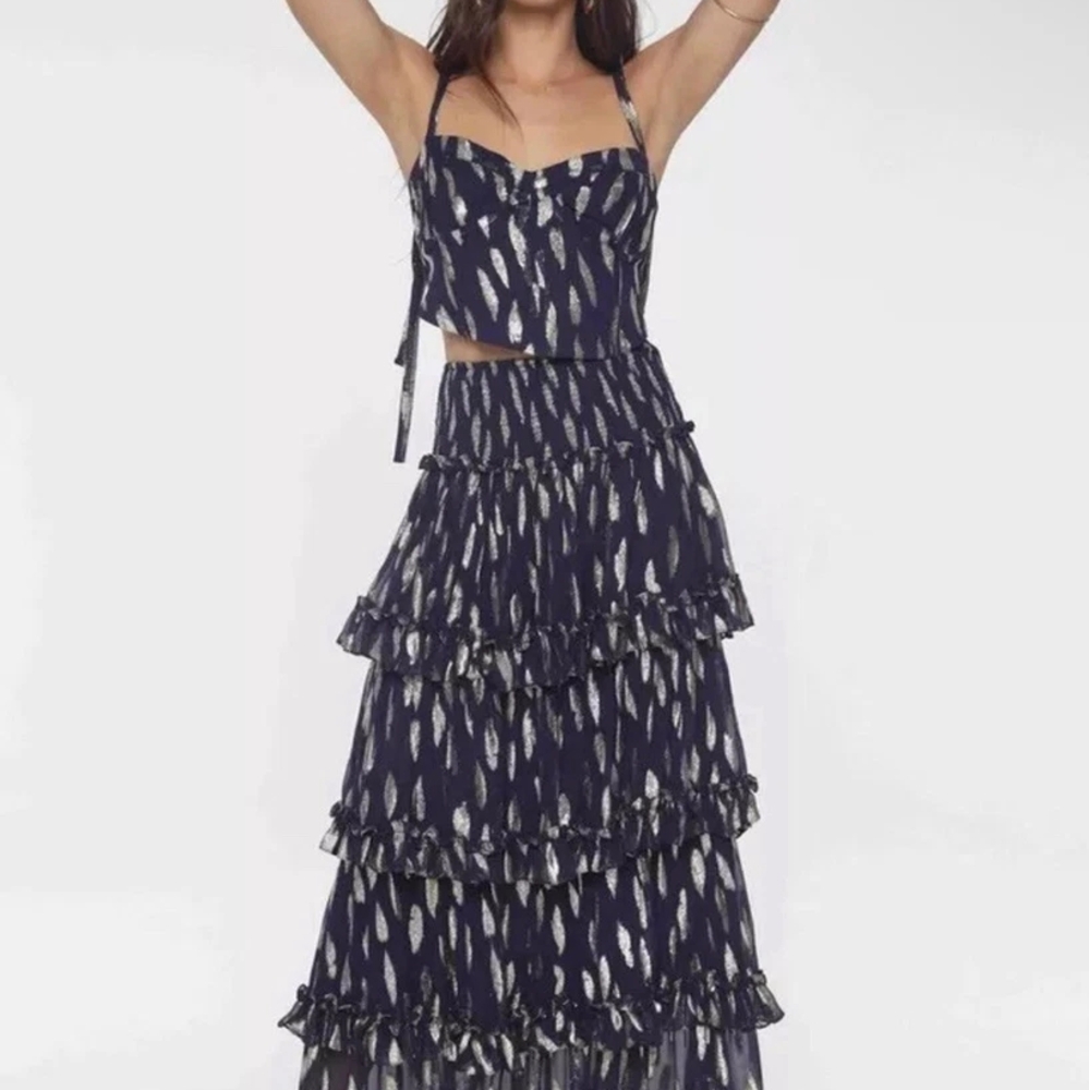 Elegant Navy and Silver Tiered Top Not A Set